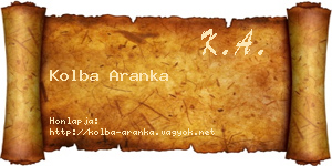 Kolba Aranka névjegykártya